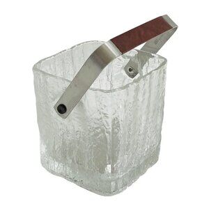 MCM Hoya Ice Bucket Glass "Iceberg" Handled 1960s Ice Bucket Vintage